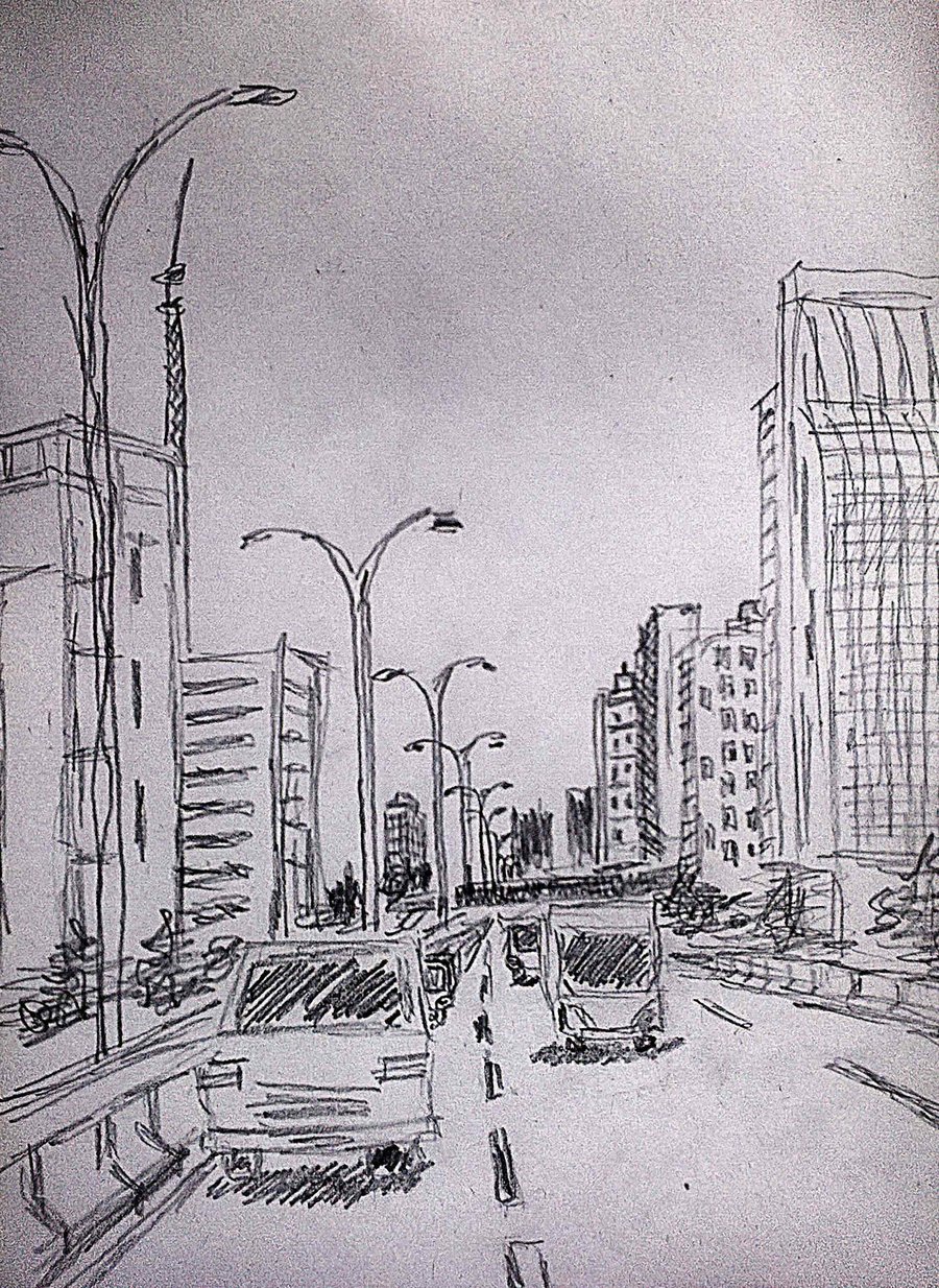 Sketsa Gambar Kota Jakarta - KibrisPDR