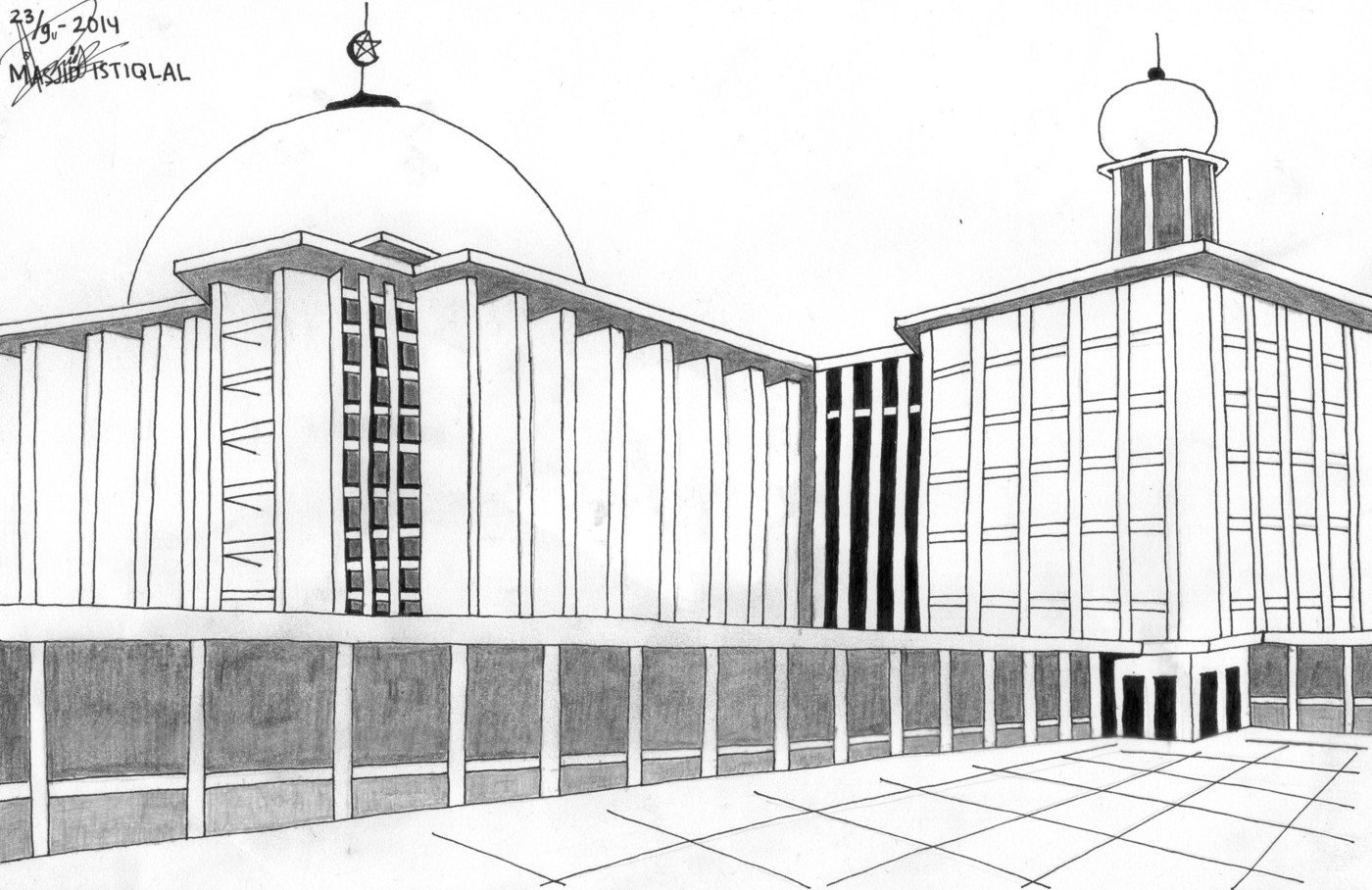 Detail Sketsa Gambar Masjid Istiqlal Nomer 5