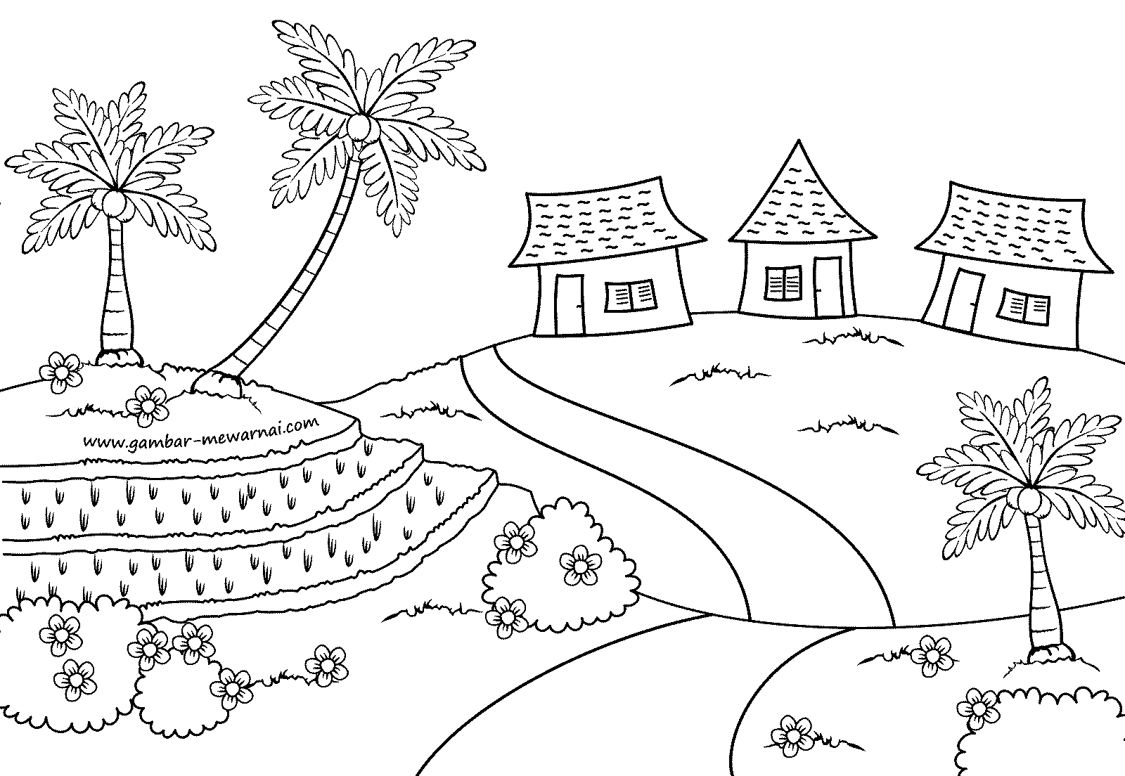 Detail Sketsa Gambar Mewarnai Alam Nomer 33