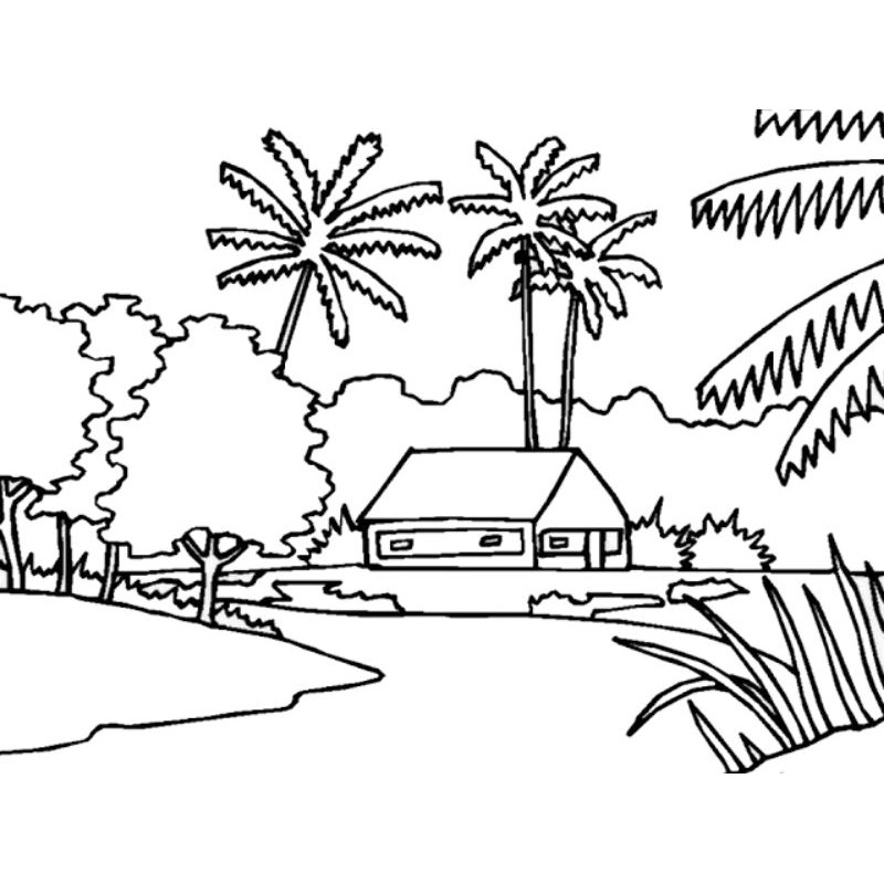 Detail Sketsa Gambar Mewarnai Sawah Nomer 16