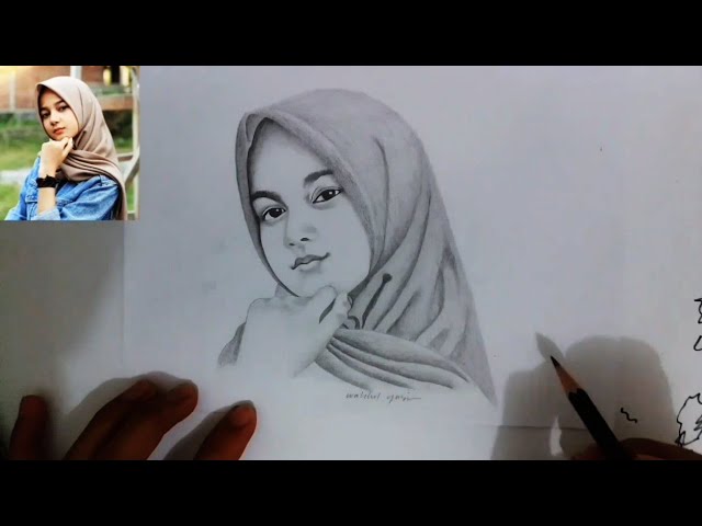 Detail Sketsa Gambar Orang Berhijab Yang Mudah Nomer 21