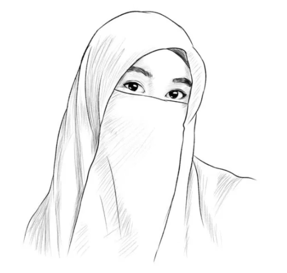 Detail Sketsa Gambar Orang Berhijab Yang Mudah Nomer 34