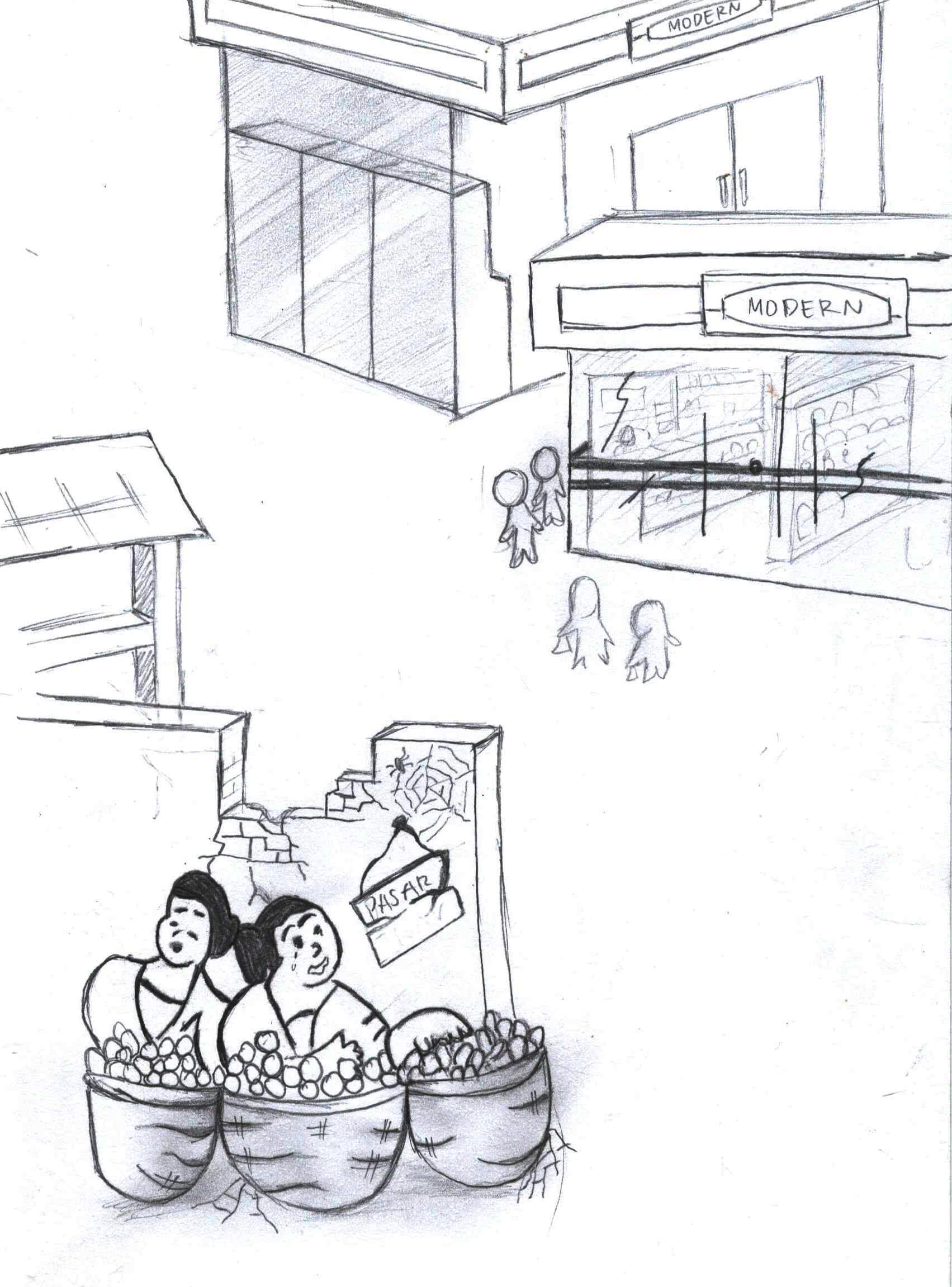 Detail Sketsa Gambar Pasar Tradisional Nomer 11