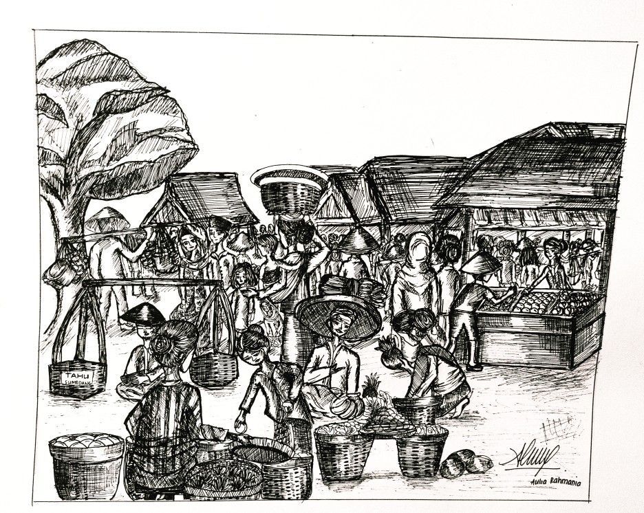 Detail Sketsa Gambar Pasar Tradisional Nomer 21