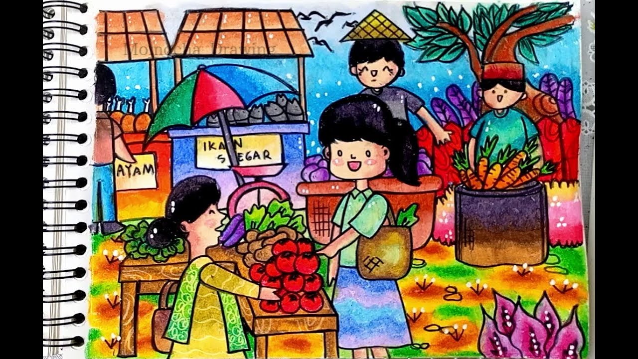 Detail Sketsa Gambar Pasar Tradisional Nomer 10