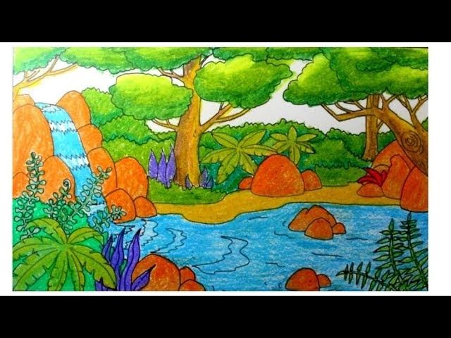 Detail Sketsa Gambar Pemandangan Air Terjun Nomer 46