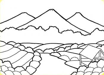 Sketsa Gambar Pemandangan Alam Pegunungan - KibrisPDR