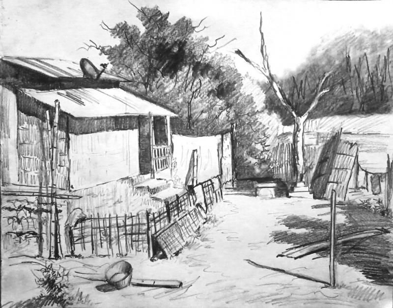 Detail Sketsa Gambar Pemandangan Desa Nomer 21