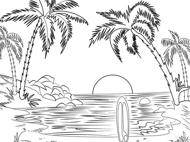 Detail Sketsa Gambar Pemandangan Laut Nomer 6