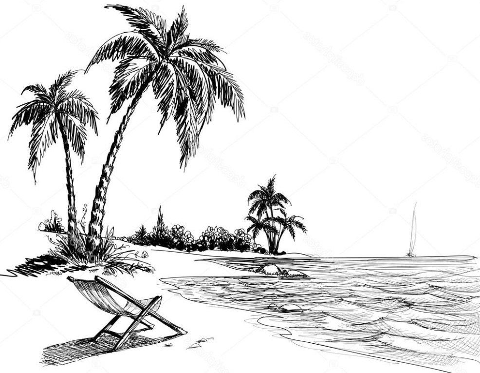 Sketsa Gambar Pemandangan Pantai - KibrisPDR