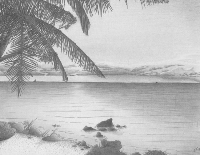 Detail Sketsa Gambar Pemandangan Pantai Nomer 47