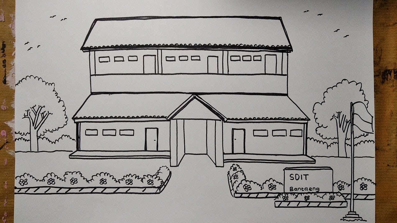 Detail Sketsa Gambar Sekolah Nomer 2