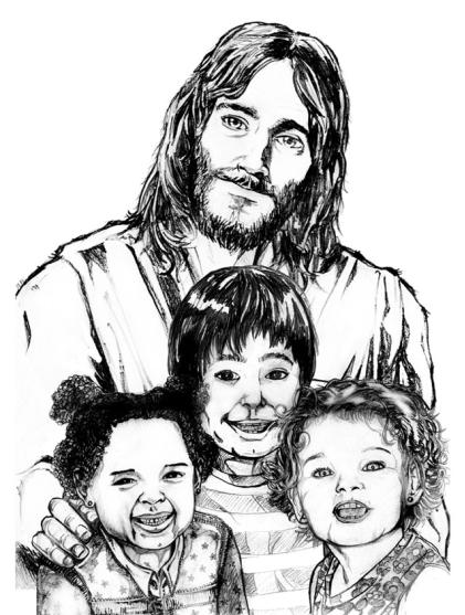 Detail Sketsa Gambar Tuhan Yesus Berkumpul Dengan Anak Kecil Nomer 8