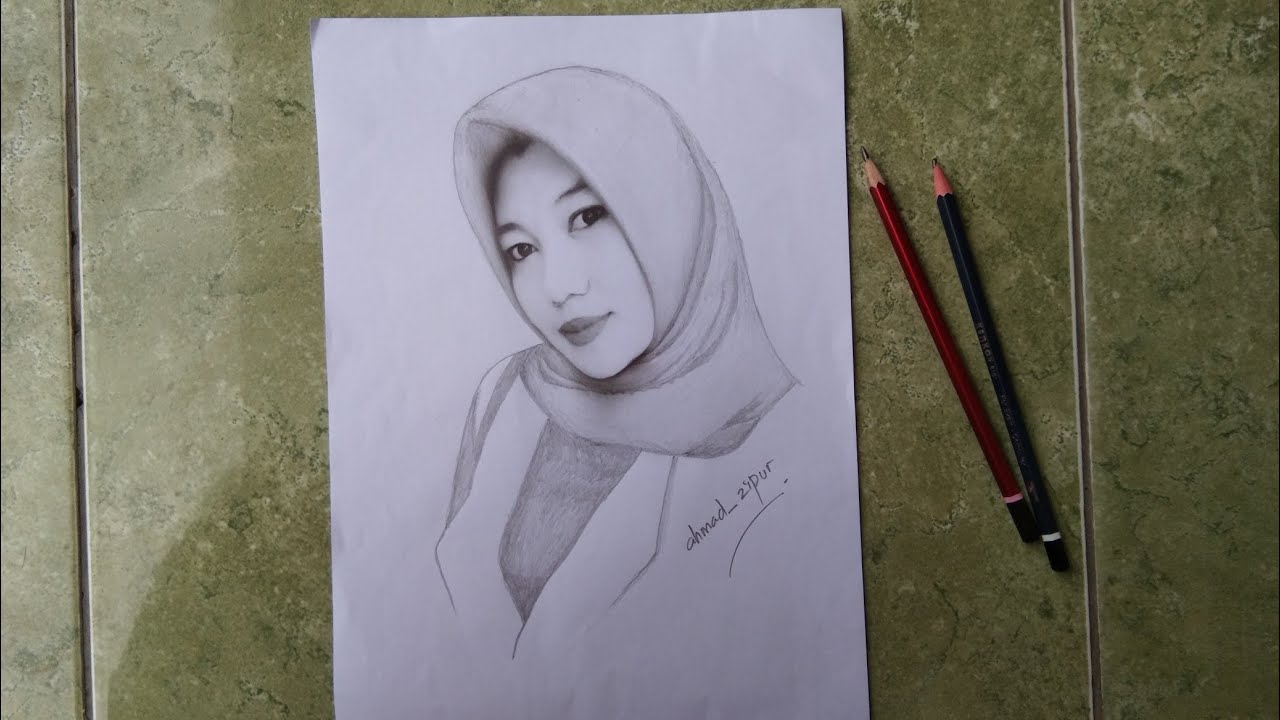 Detail Sketsa Gambar Wanita Berhijab Nomer 2