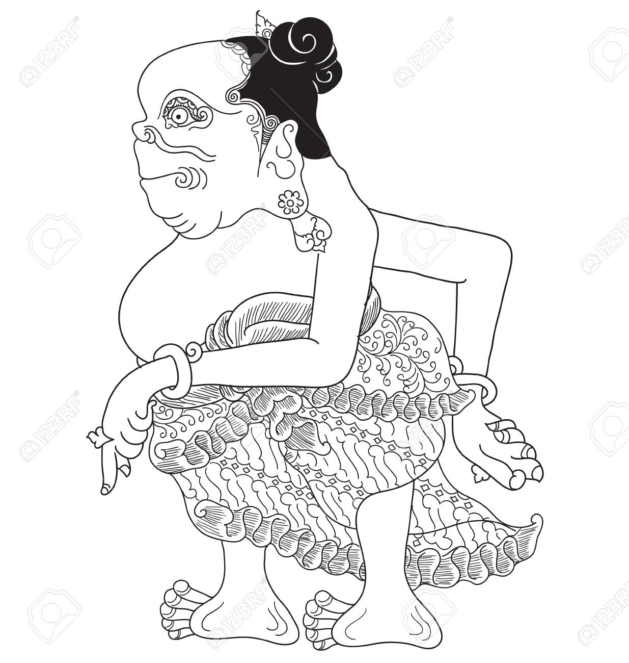 Detail sketsa gambar wayang koleksi nomer 6