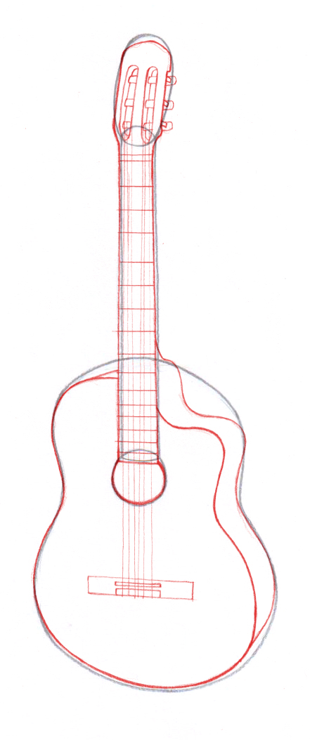 Detail Sketsa Gitar Akustik Nomer 11