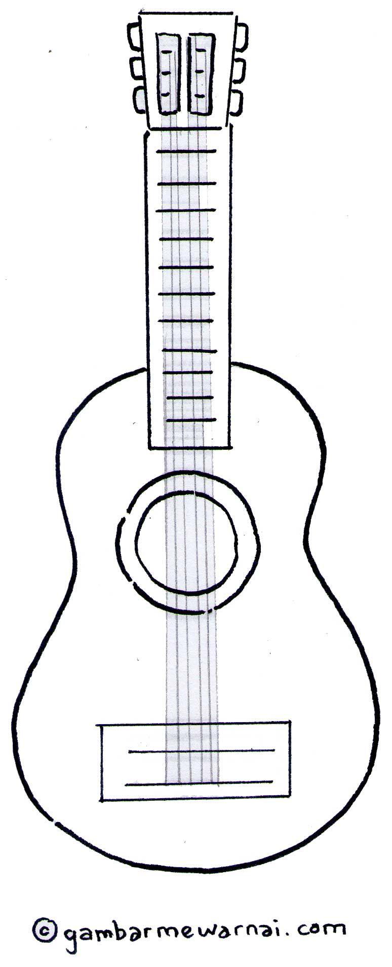 Detail Sketsa Gitar Akustik Nomer 13