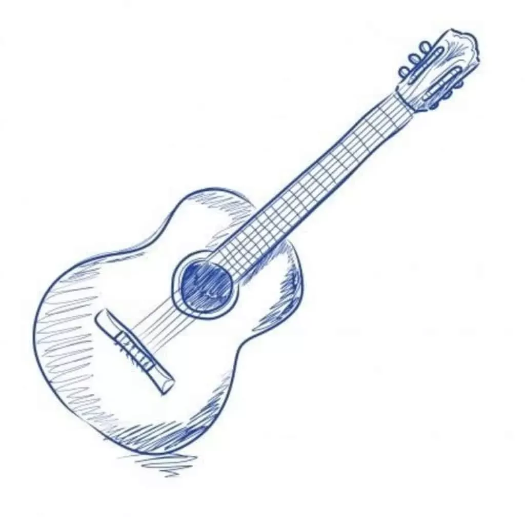 Detail Sketsa Gitar Akustik Nomer 21
