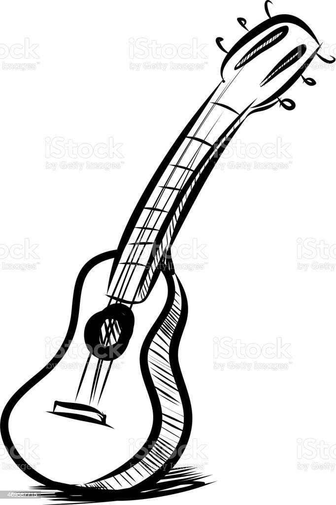 Detail Sketsa Gitar Akustik Nomer 4