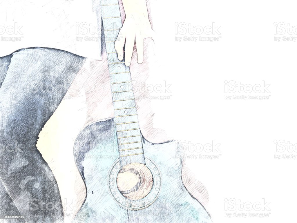 Detail Sketsa Gitar Akustik Nomer 30