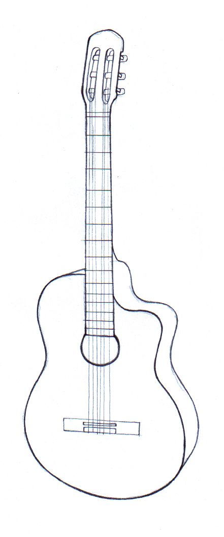 Detail Sketsa Gitar Akustik Nomer 5