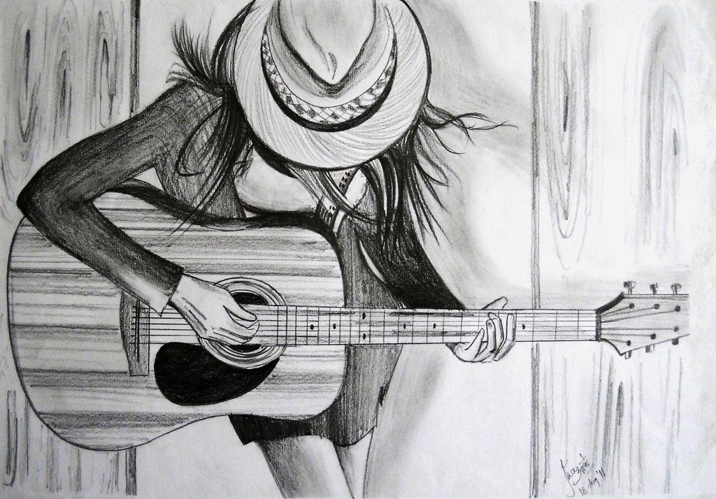 Detail Sketsa Gitar Akustik Nomer 45
