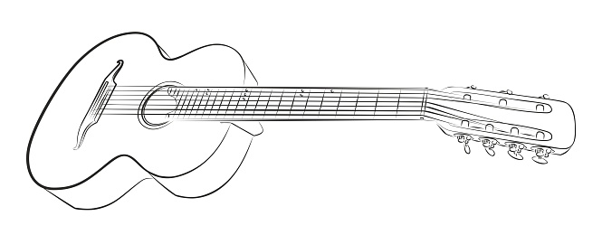 Detail Sketsa Gitar Akustik Nomer 47