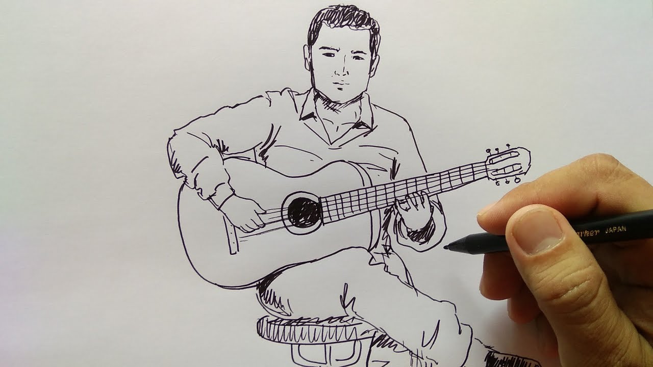 Detail Sketsa Gitar Akustik Nomer 55