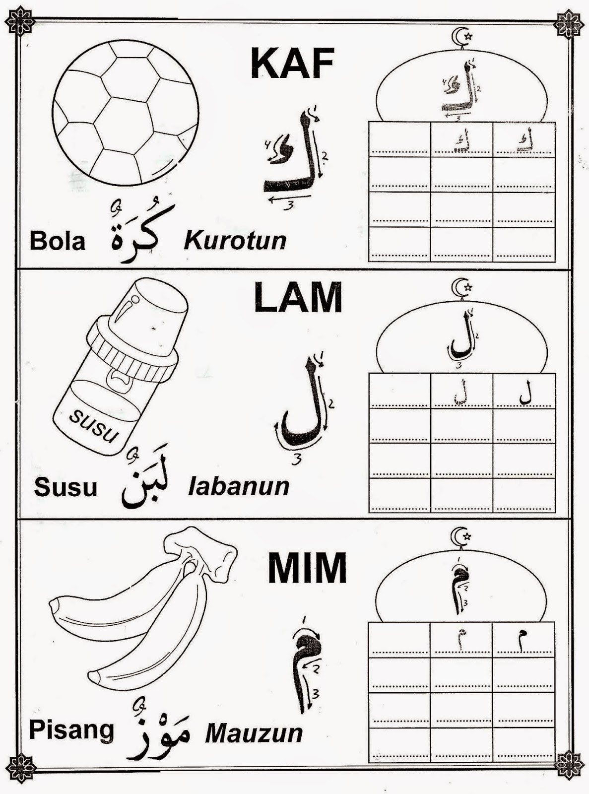 Detail Sketsa Huruf Hijaiyah Nomer 25