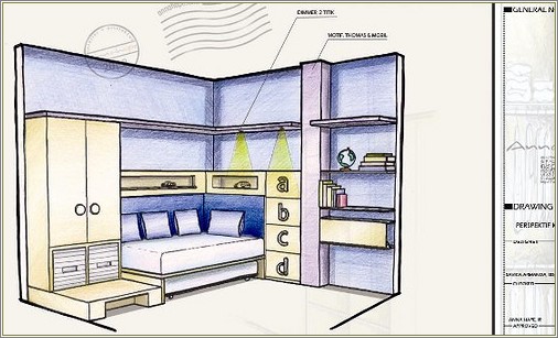 Detail Sketsa Interior Kamar Tidur Nomer 17