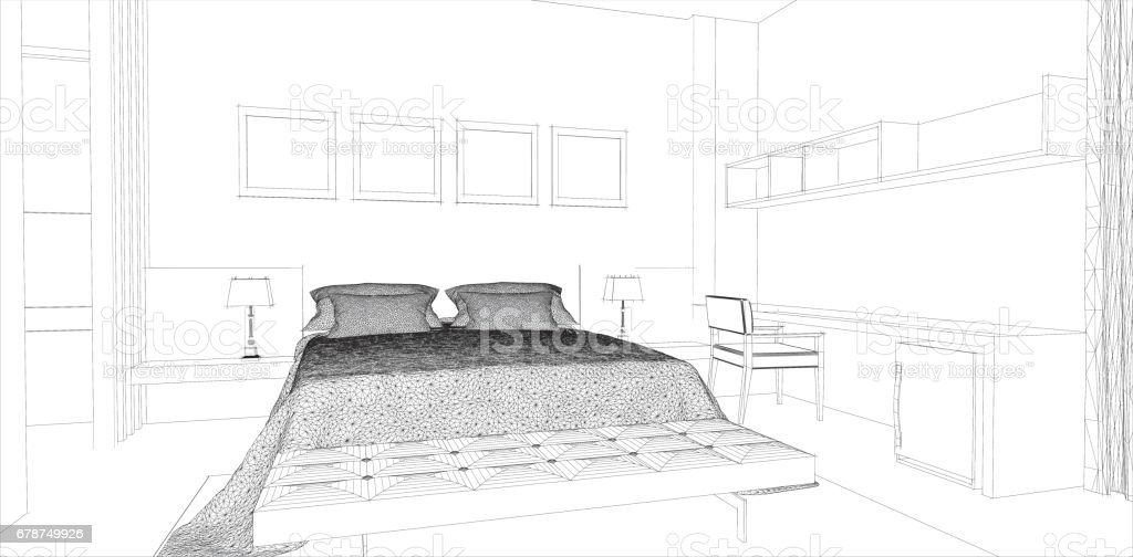 Detail Sketsa Interior Kamar Tidur Nomer 19