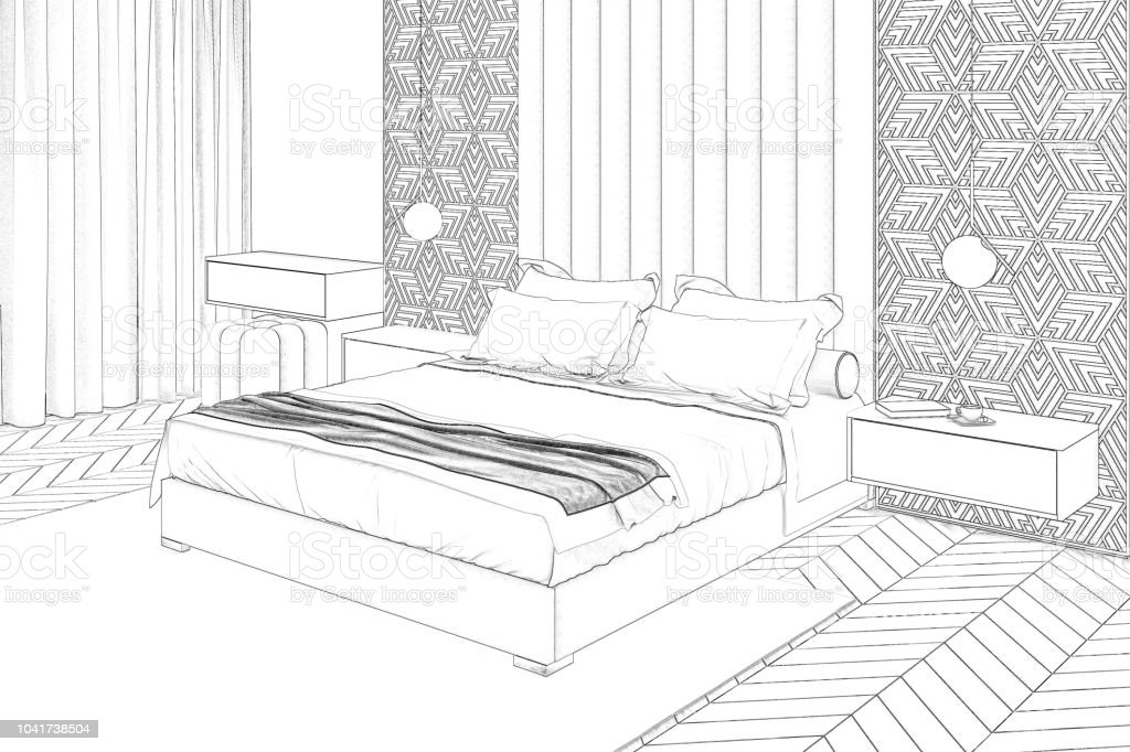 Detail Sketsa Interior Kamar Tidur Nomer 20