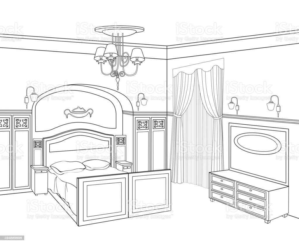 Detail Sketsa Interior Kamar Tidur Nomer 4