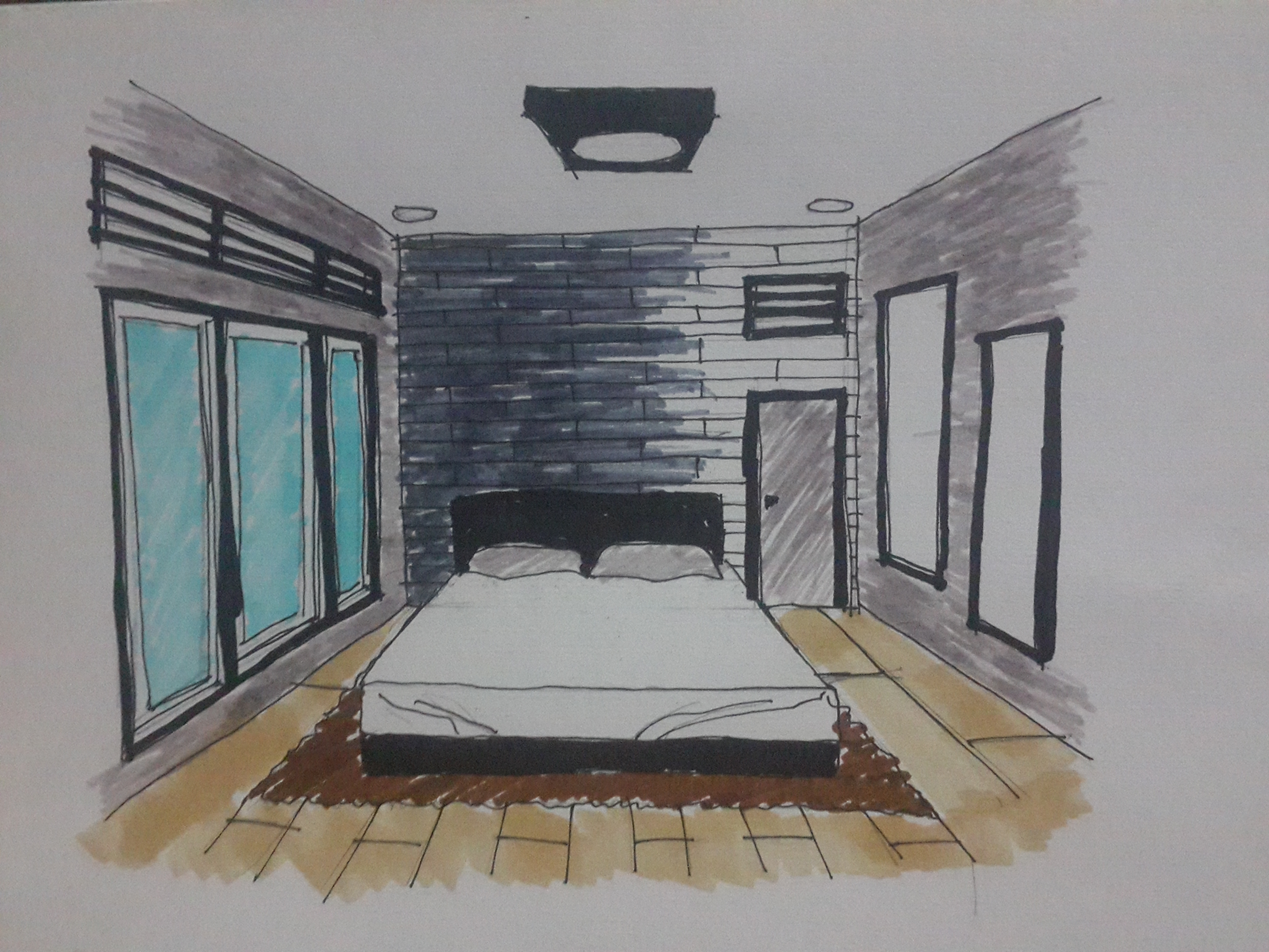 Detail Sketsa Interior Kamar Tidur Nomer 49