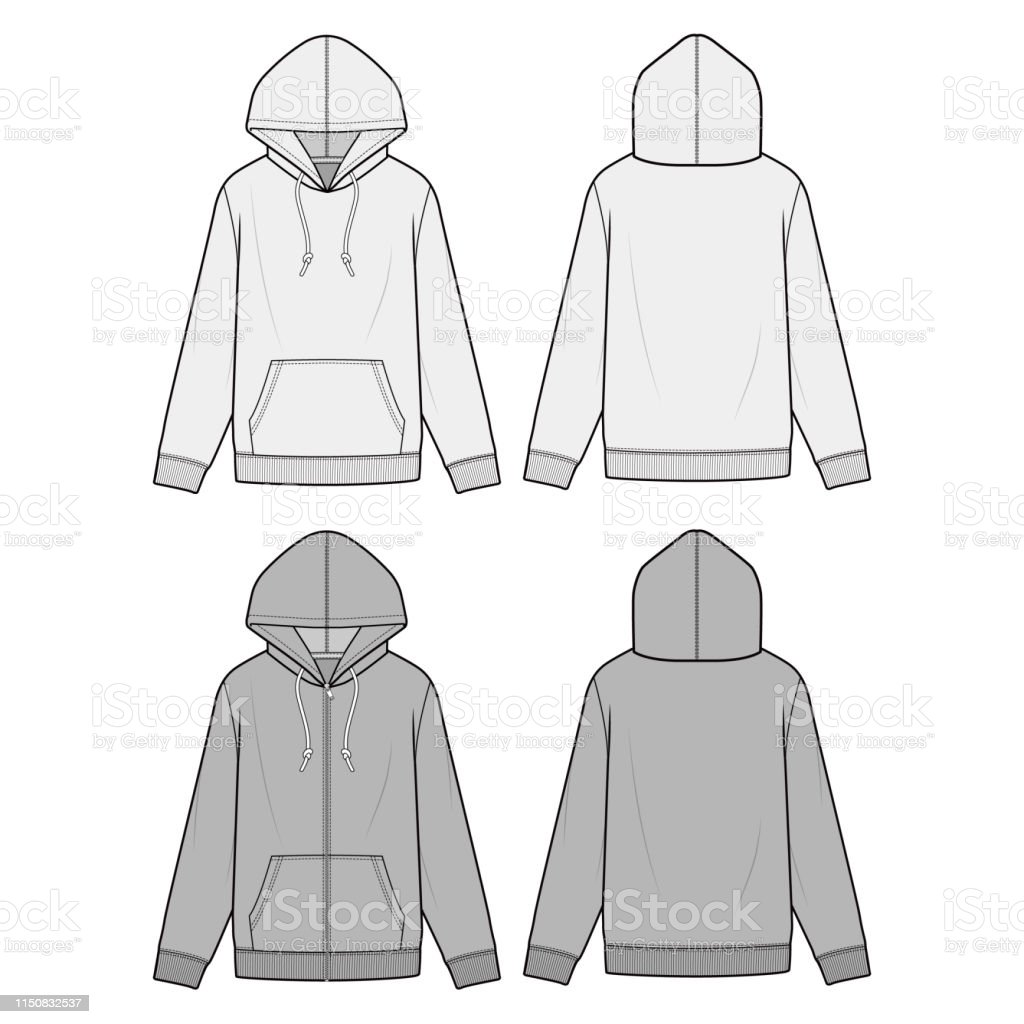 Detail Sketsa Jaket Hoodie Nomer 10