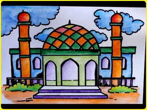 Detail Sketsa Masjid Berwarna Nomer 4