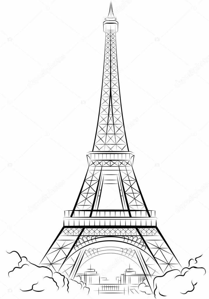 Detail Sketsa Menara Eiffel Simple Nomer 3