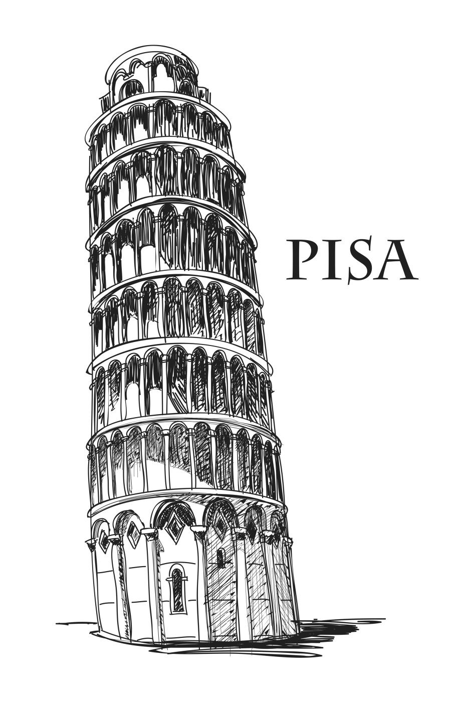 Detail Sketsa Menara Pisa Nomer 26