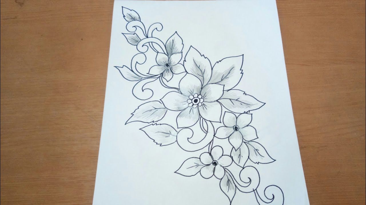 Detail Sketsa Motif Batik Bunga Mawar Nomer 13