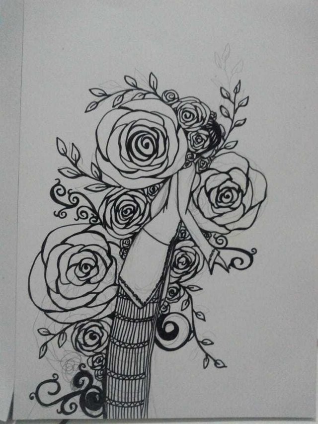 Detail Sketsa Motif Batik Bunga Mawar Nomer 37