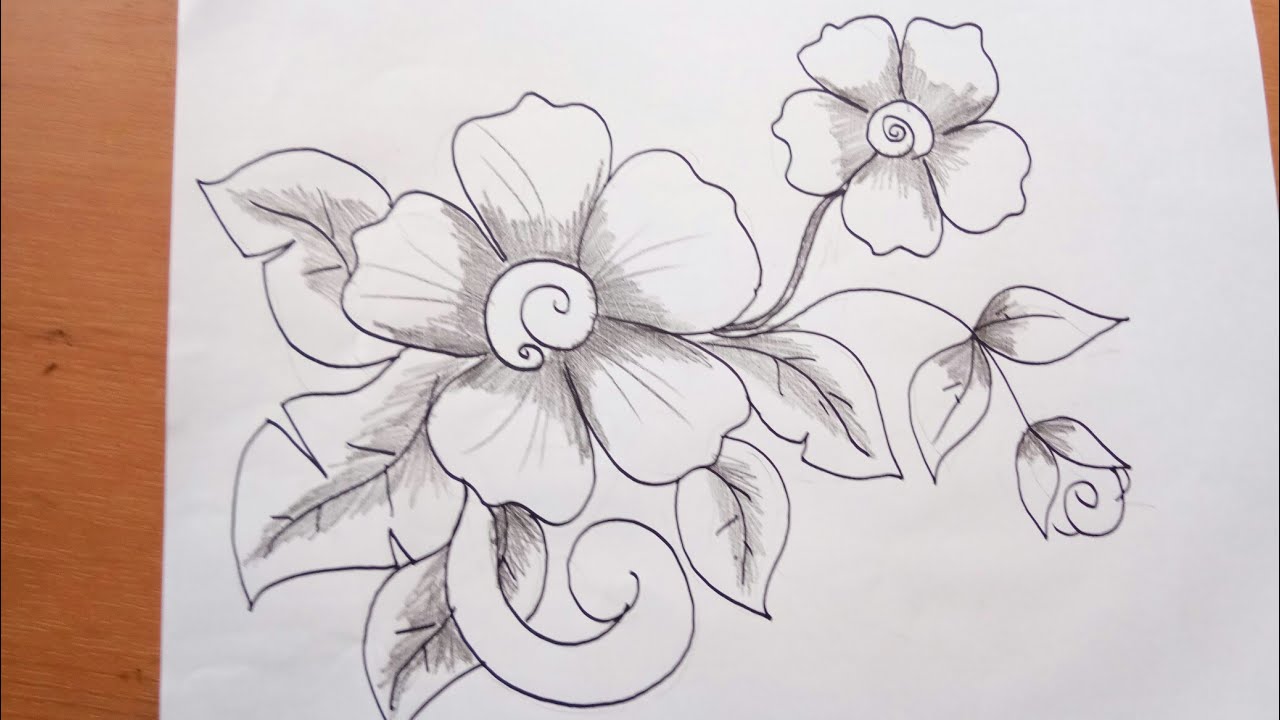 Detail Sketsa Motif Batik Bunga Mawar Nomer 45