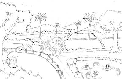 Detail Sketsa Pemandangan Alam Pedesaan Nomer 45