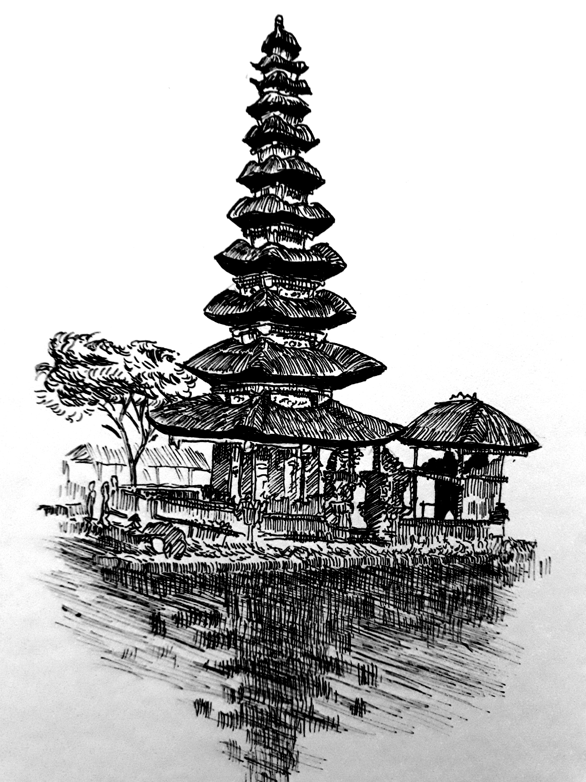 Detail Sketsa Pura Bali Nomer 12