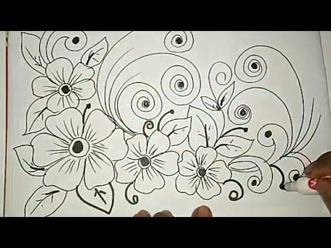 Detail Sketsa Ragam Hias Flora Nomer 24