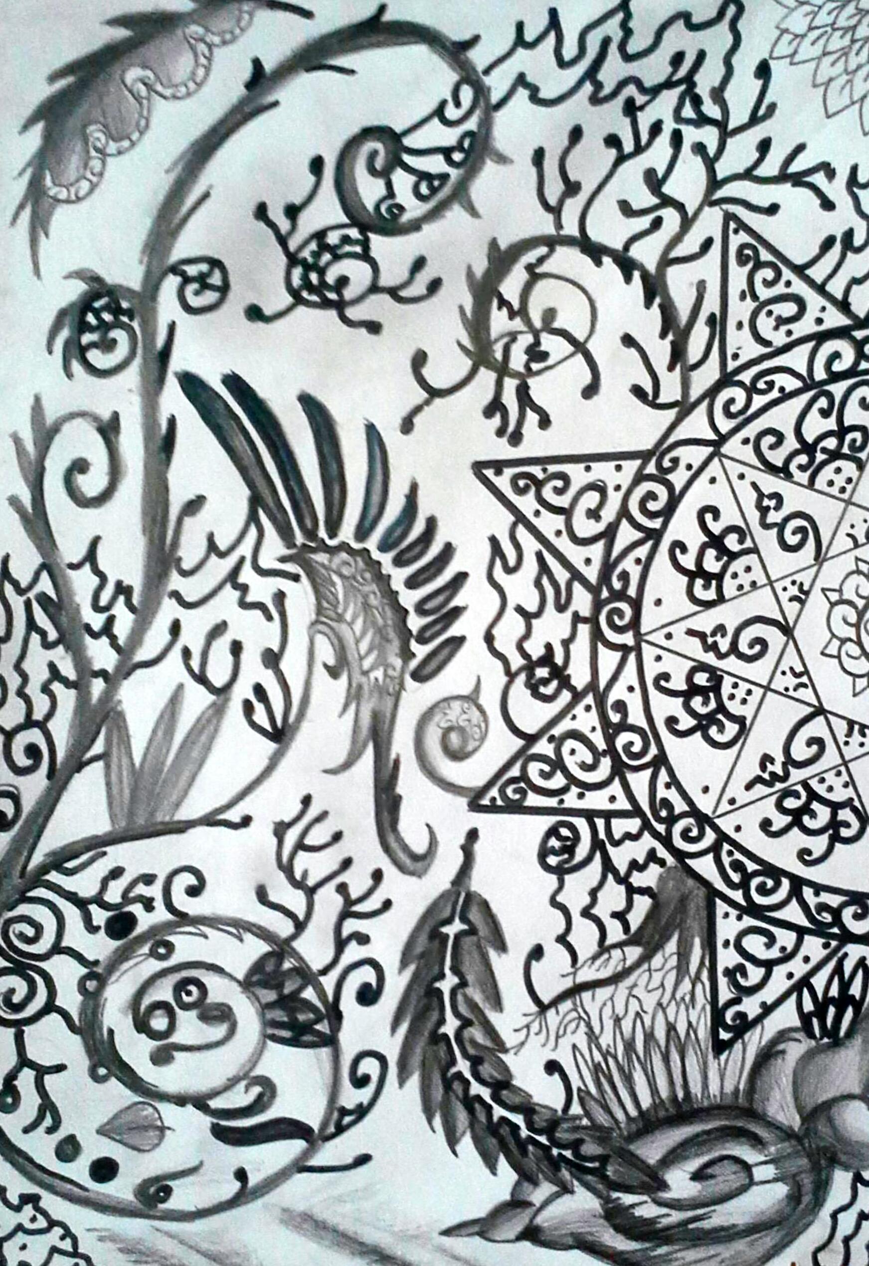 Detail Sketsa Ragam Hias Flora Nomer 41