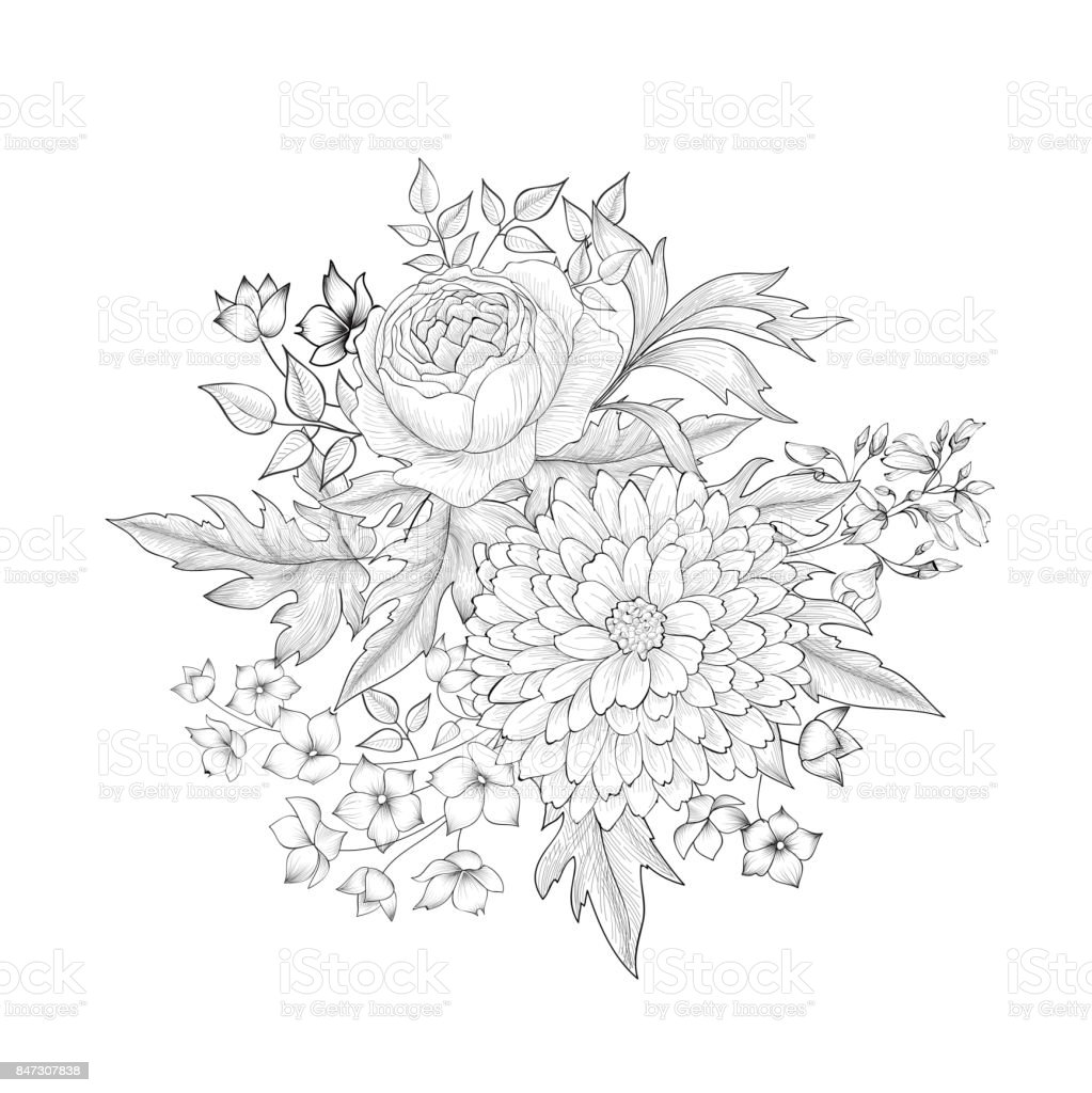 Detail Sketsa Rangkaian Bunga Nomer 37