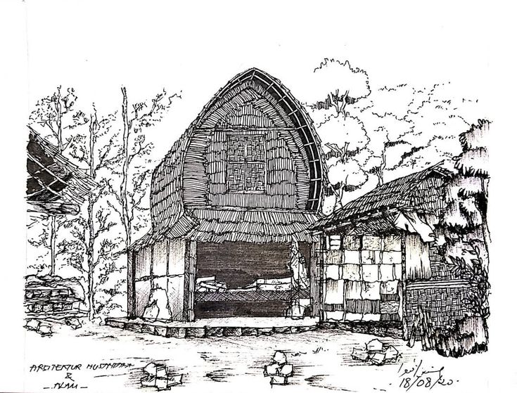 Detail Sketsa Rumah Adat Nomer 16