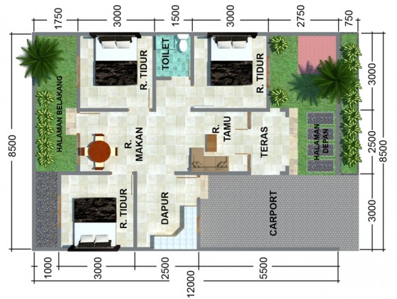 Detail Sketsa Rumah Minimalis Type 36 Nomer 39