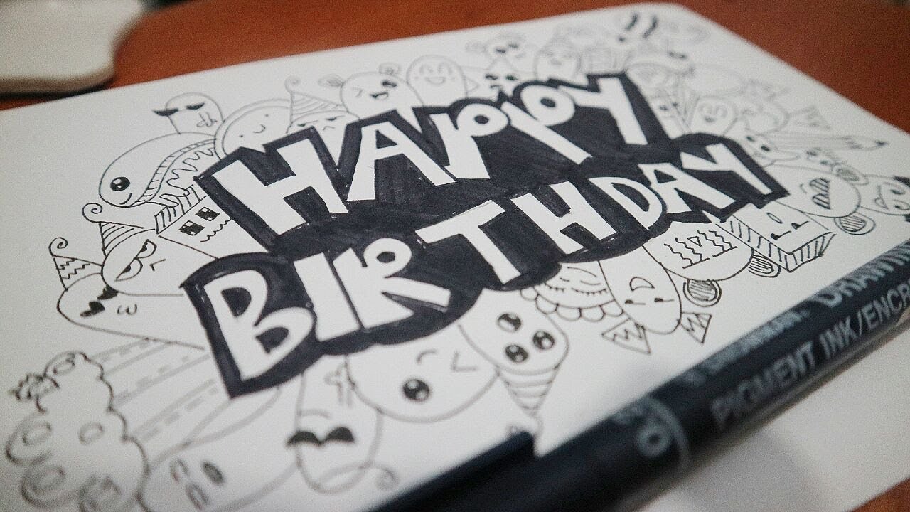 Detail Sketsa Tulisan Happy Birthday Nomer 14