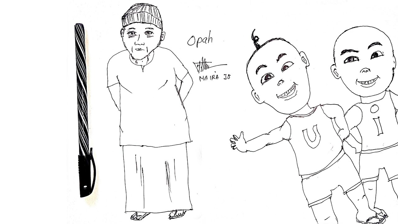 Detail Sketsa Upin Dan Ipin Nomer 21